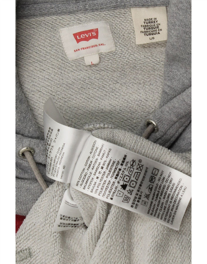 Suéter com capuz gráfico masculino Levi's grande algodão cinza