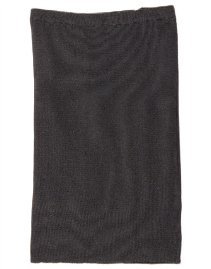 Saia reta de malha feminina vintage W30 lã cinza médio