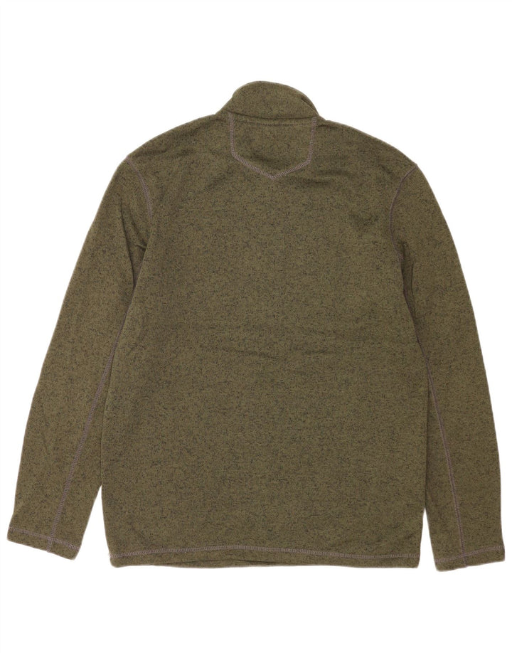 Suéter masculino Eddie Bauer com zíper e gola em poliéster manchado verde pequeno