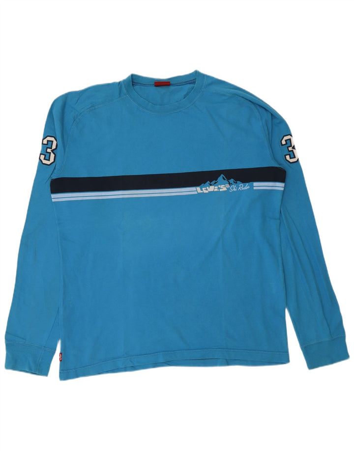 Top gráfico masculino Levi's manga comprida grande algodão colorblock azul