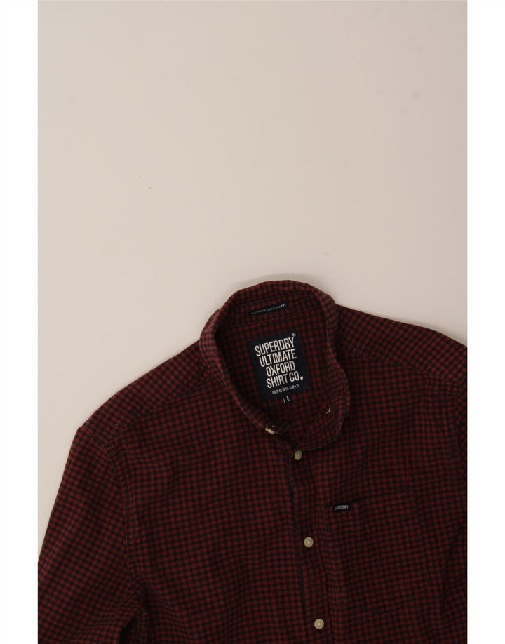 SUPERDRY Mens Classic Fit Shirt XS Burgundy Gingham Cotton Vintage Superdry and Second-Hand Superdry from Messina Hembry 