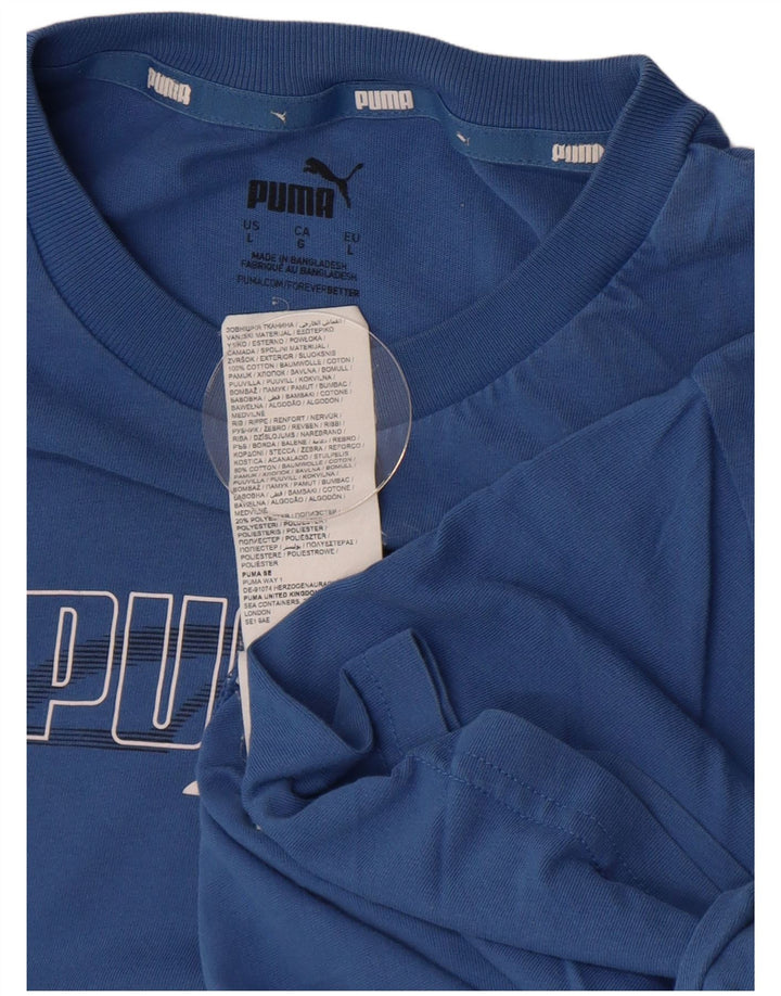 Camiseta masculina gráfica PUMA grande algodão azul
