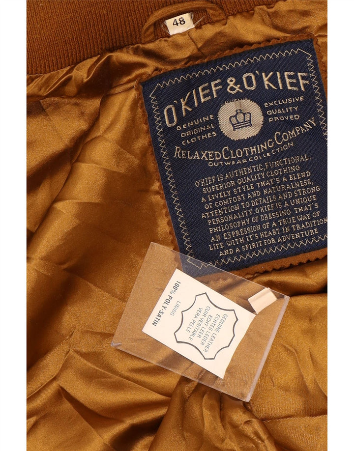 Jaqueta bomber masculina de camurça solta O'Kief IT 48 couro marrom médio