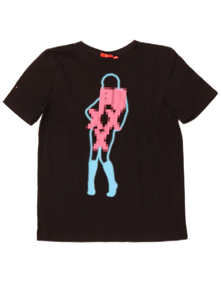 Camiseta feminina PUMA com estampa gráfica UK 10 pequena algodão preto