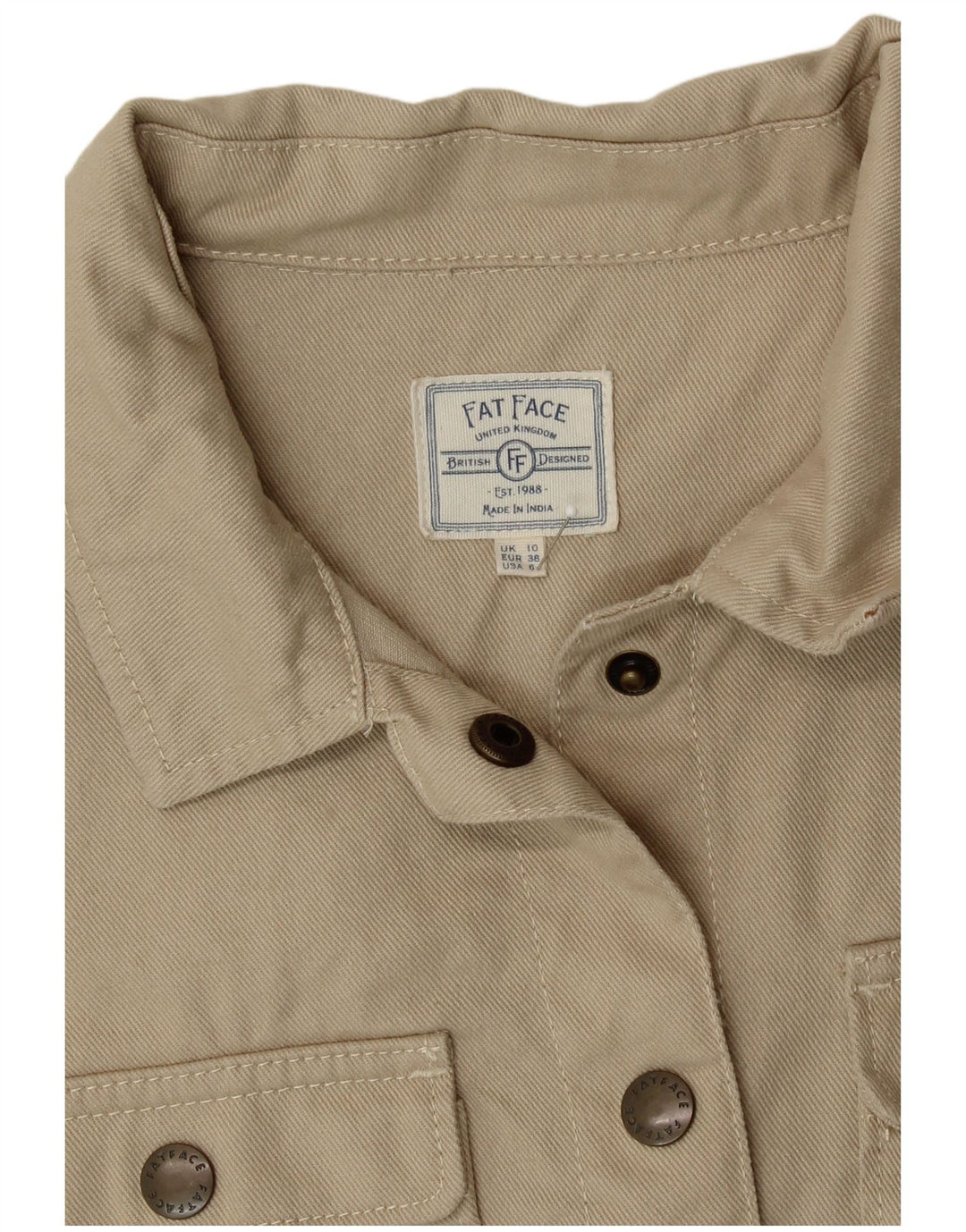 Camisa oversized feminina FAT FACE Reino Unido 10 algodão bege pequeno
