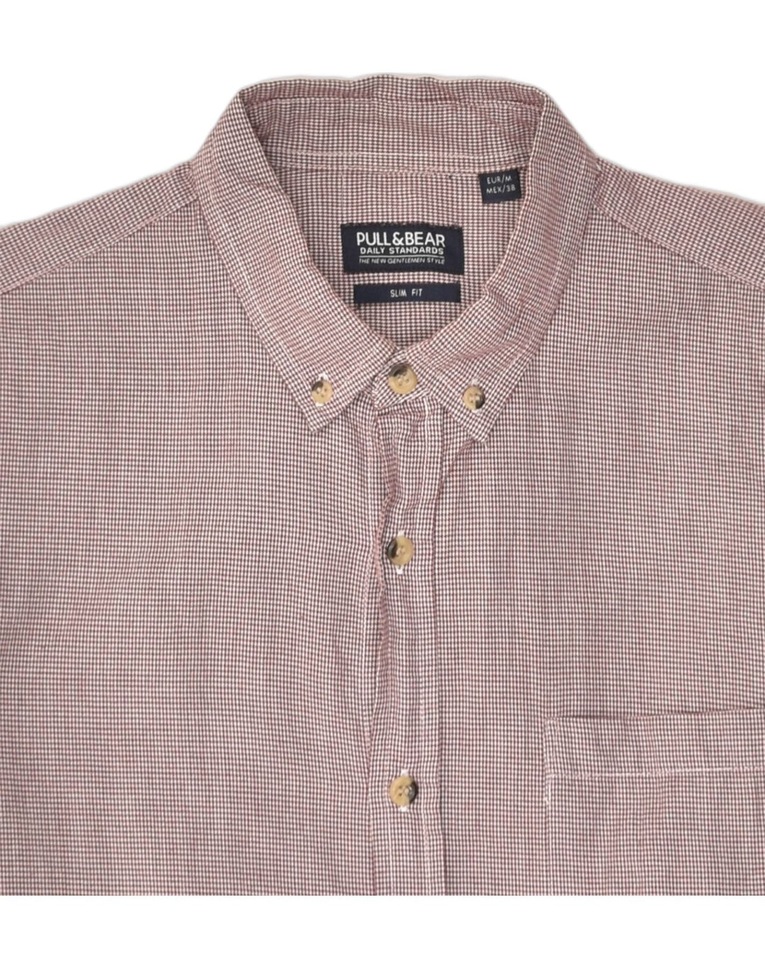 PULL & BEAR Mens Slim Fit Shirt Size 38 Medium Red Check Cotton | Vintage Pull & Bear | Thrift | Second-Hand Pull & Bear | Used Clothing | Messina Hembry 