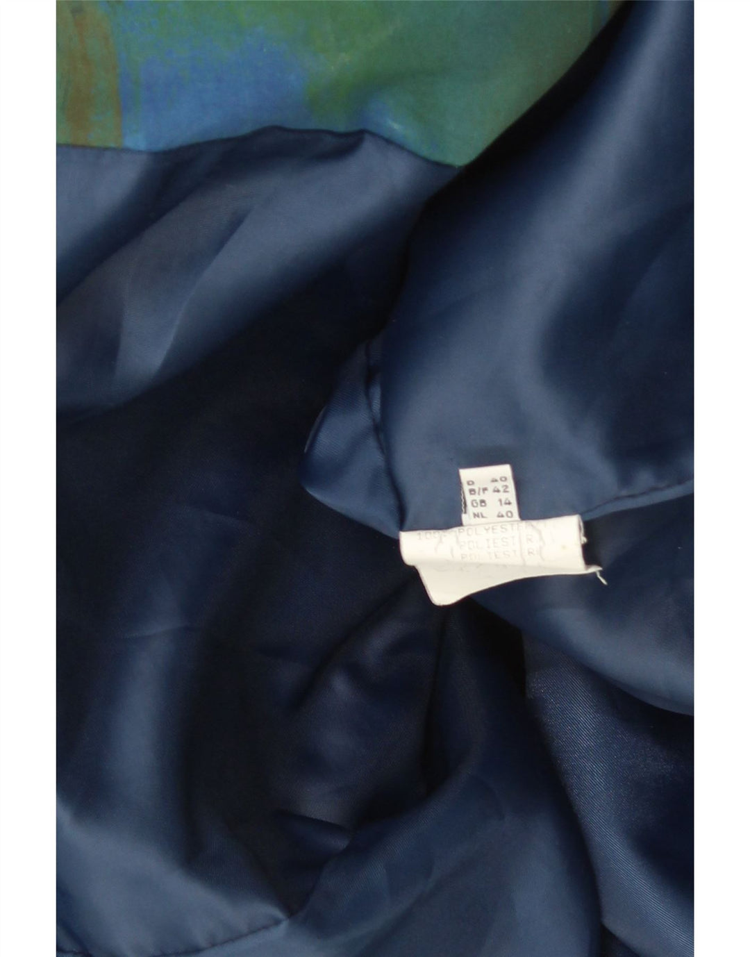 Jaqueta acolchoada masculina Sympatex com padrão abstrato Reino Unido 14 grande verde retrô