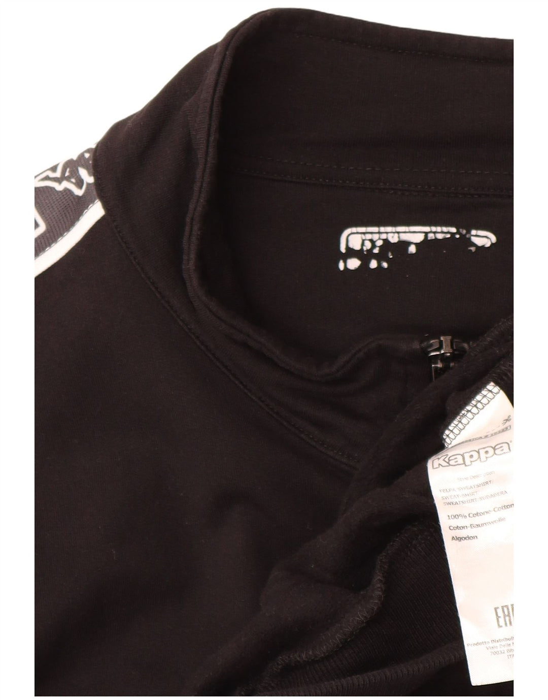Kappa Mens Graphic Tracksuit Top Jaqueta Grande Algodão Preto