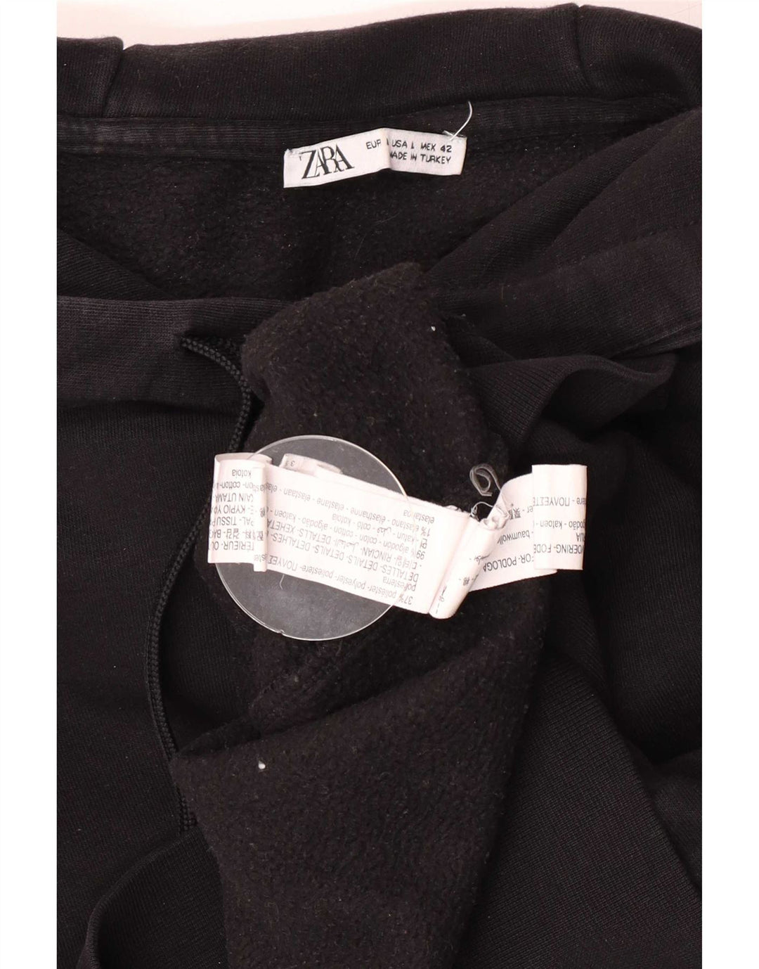 Zara moletom com capuz masculino grande algodão preto