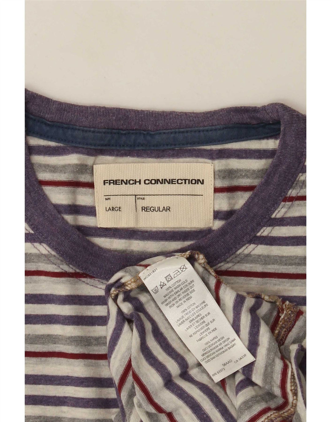 Camiseta masculina French Connection grande risca de giz multicolorida