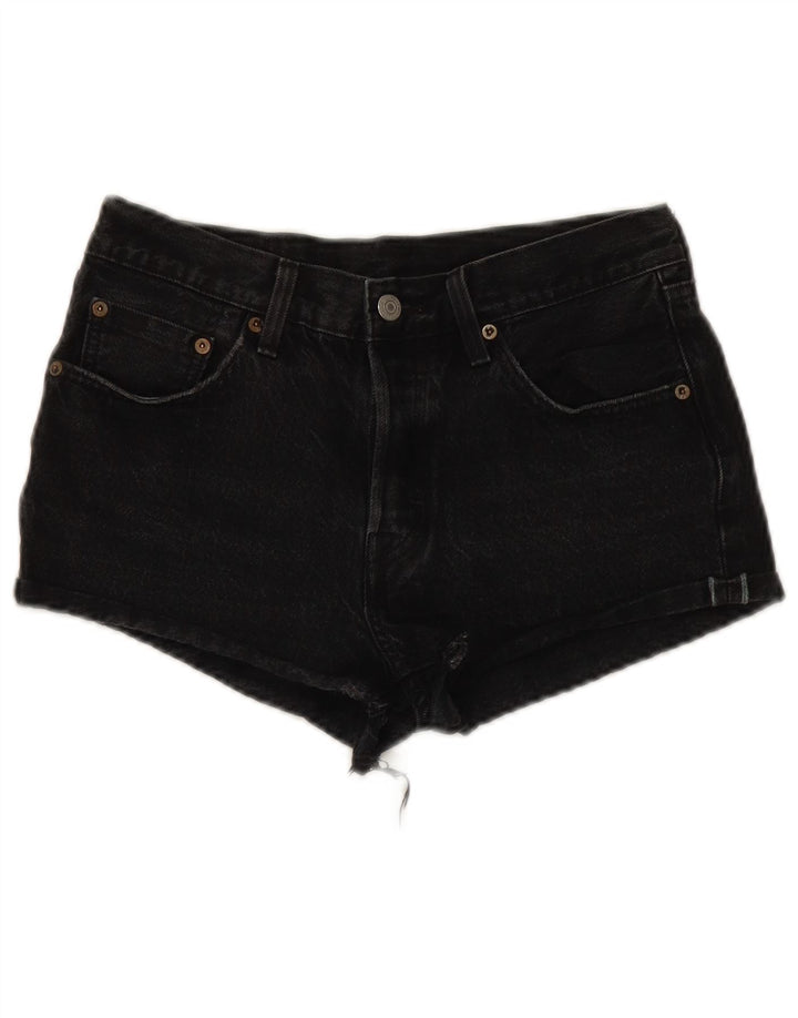Shorts jeans feminino 501 da Levi's W27 pequeno algodão preto