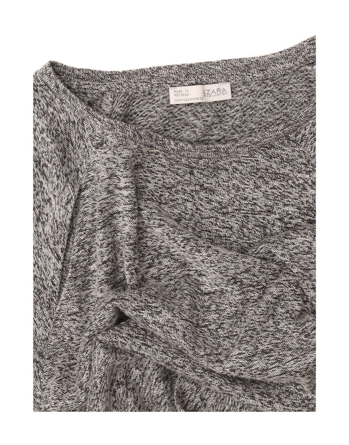 Camiseta feminina Zara Crop Top UK 14 cinza médio manchado