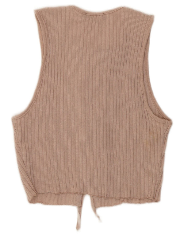 Zara Blusa feminina cropped sem mangas Reino Unido 12 poliéster rosa médio