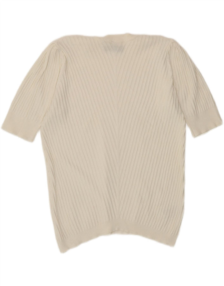 Suéter feminino Marks & Spencer com gola canoa Reino Unido 14 médio branco