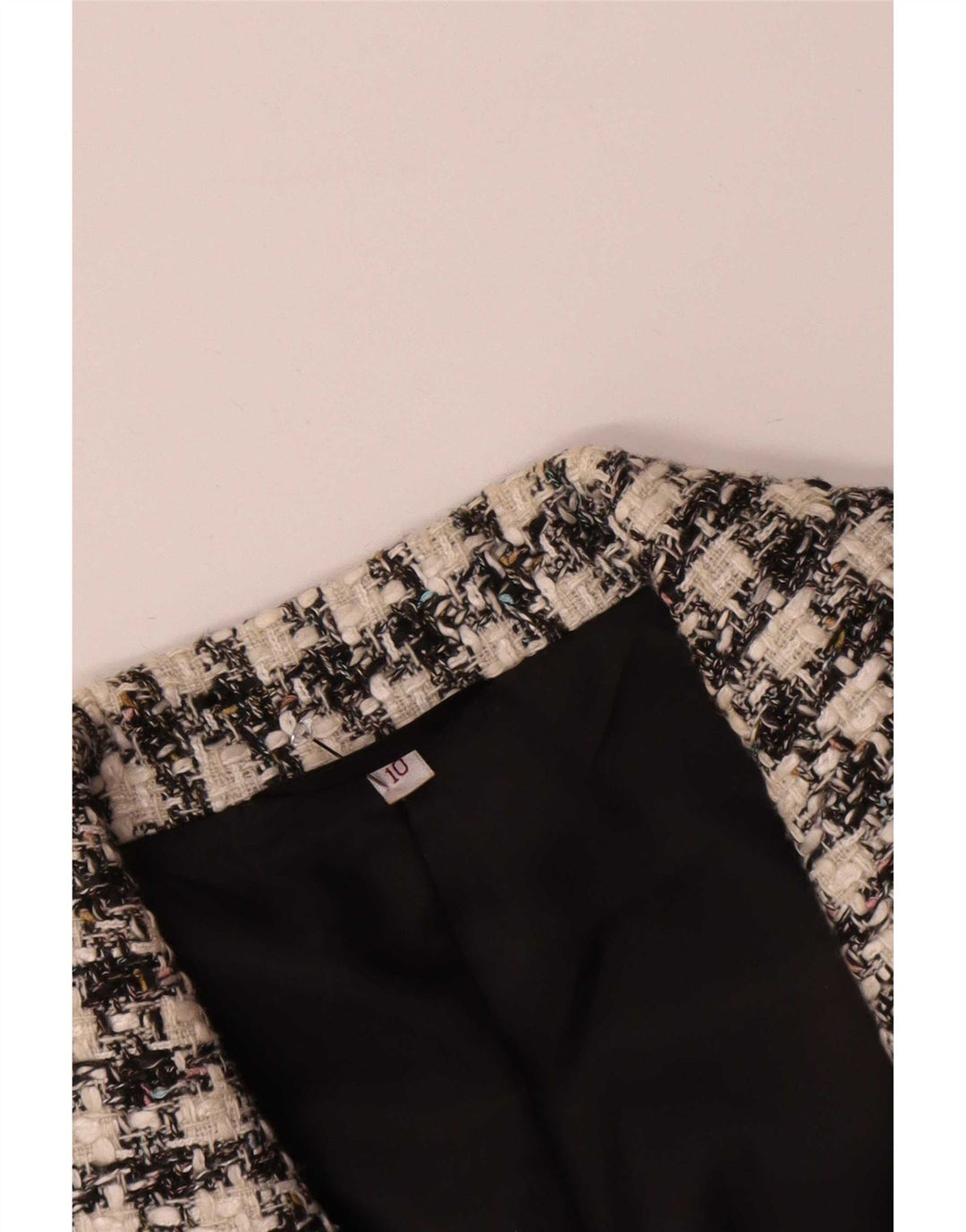 Jaqueta blazer feminina vintage de 3 botões Reino Unido 10 pequeno preto Houndstooth