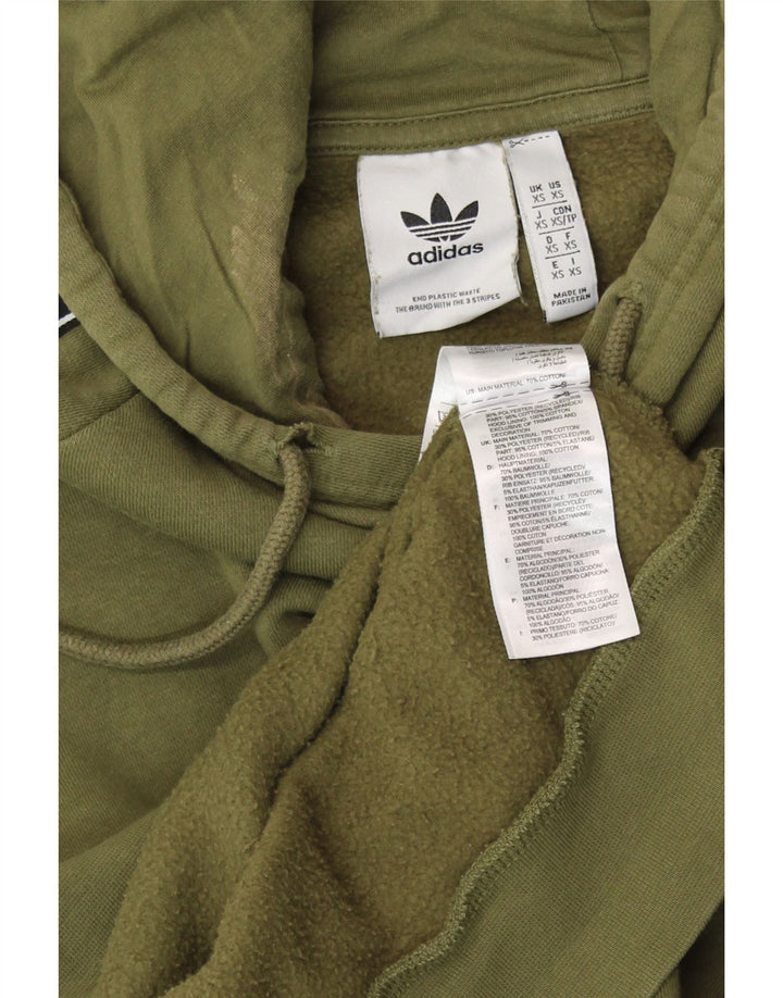 ADIDAS Mens Graphic Hoodie Jumper XS Khaki Colourblock Algodão