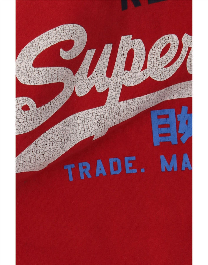 SUPERDRY moletom com capuz masculino gráfico médio algodão vermelho