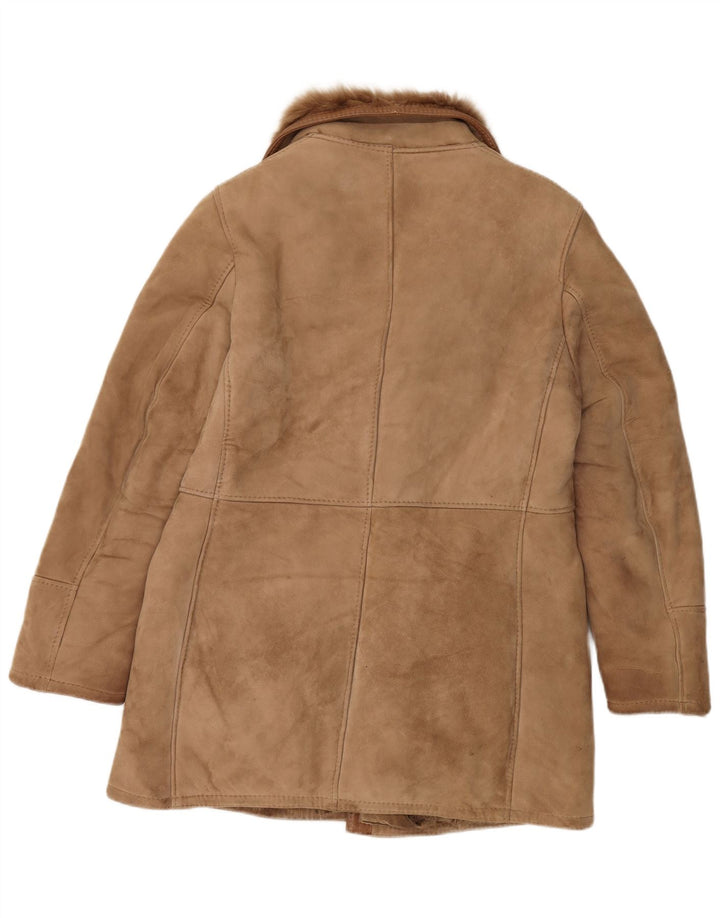 Jaqueta masculina vintage de corte duplo com peito duplo IT 50 couro marrom grande