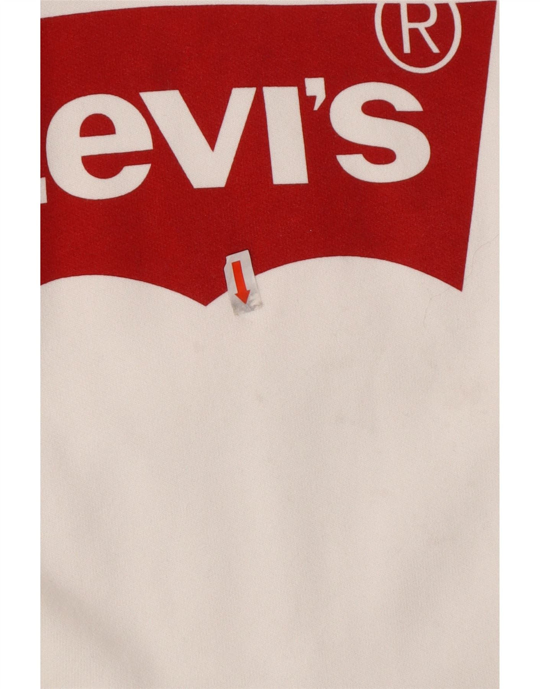 LEVI'S Womens Oversized Graphic Hoodie Jumper UK 2 2XS White Cotton Vintage Levi's and Second-Hand Levi's from Messina Hembry 