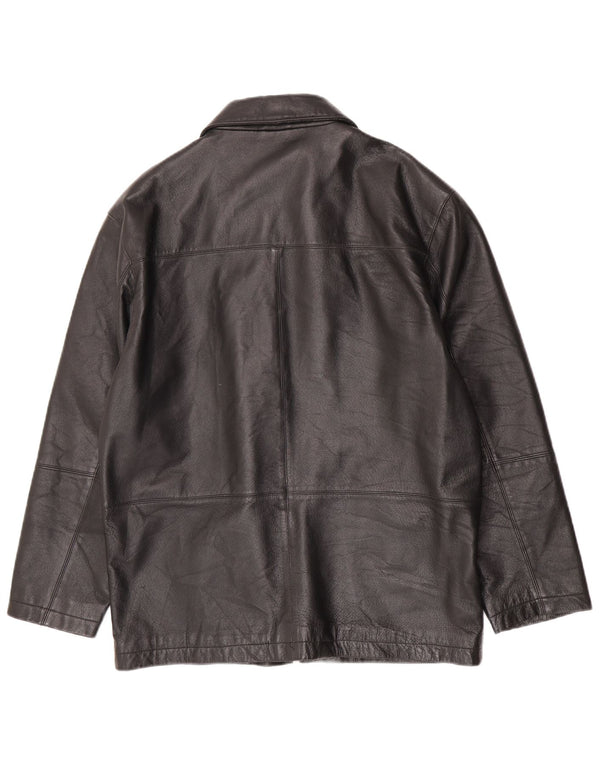 Jaqueta de couro masculina Angelo Litrico UK 36 pequena couro preto