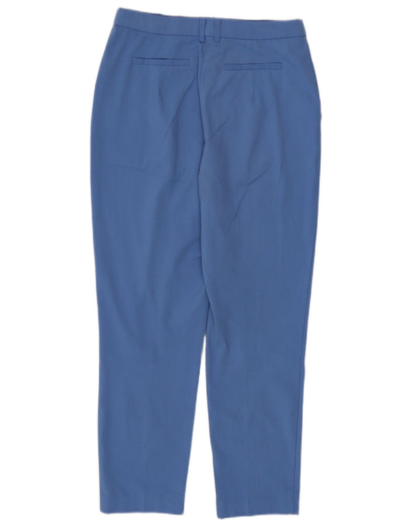 Calça chino feminina Topshop UK 10 pequena W28 L26 poliéster azul