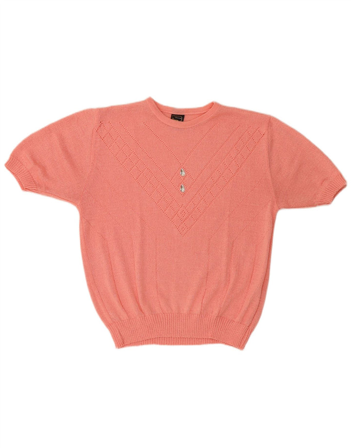 Blusa feminina vintage manga curta top IT 44 médio rosa acrílico
