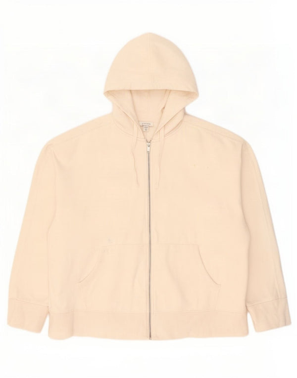 Suéter feminino com capuz e zíper grande da Topshop UK 14 algodão branco médio