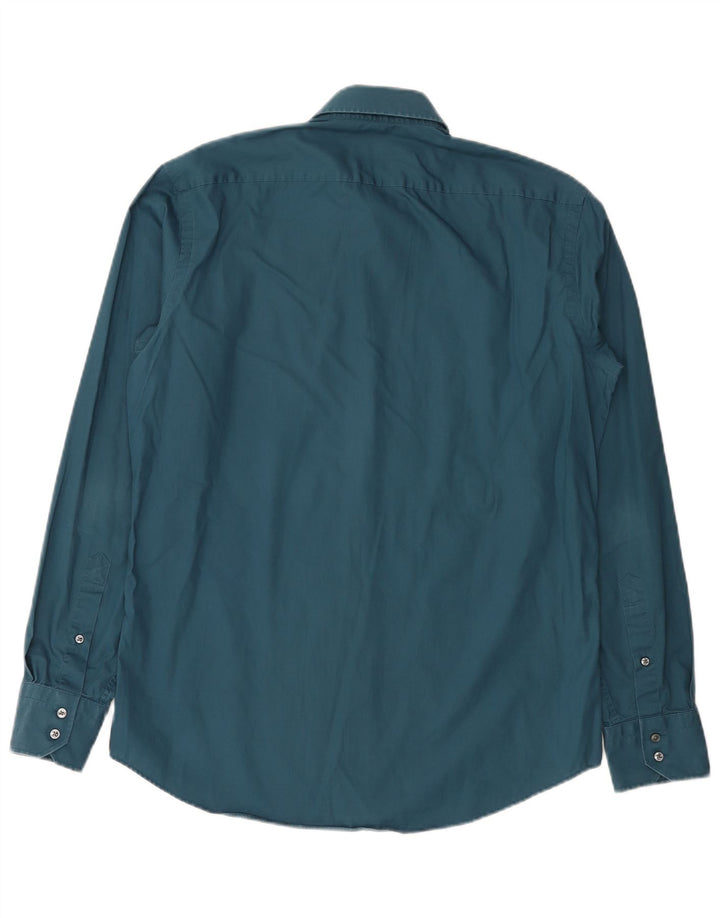 Camisa masculina Hugo Boss Regular Fit tamanho 39 algodão azul médio