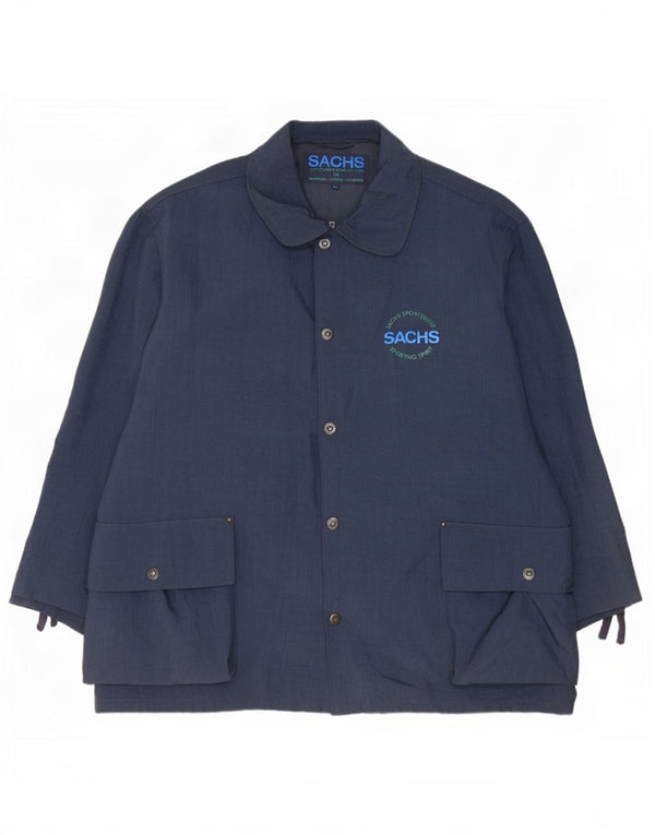 Jaqueta utilitária masculina vintage UK 42 XL azul marinho