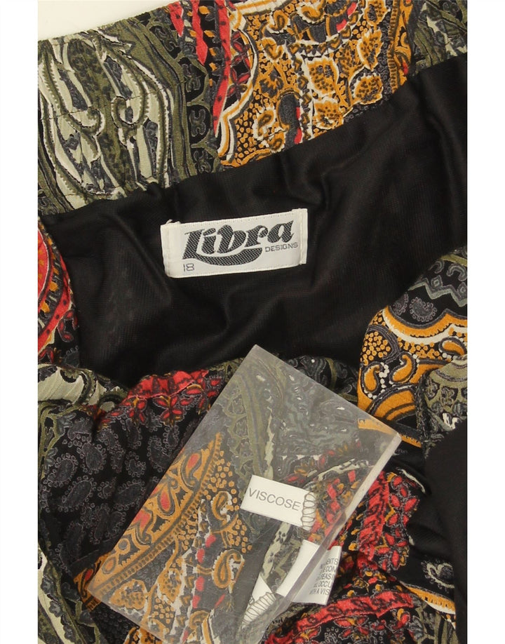 Saia evasê feminina LIBRA US 18 2XL W38 viscose paisley multicolorida