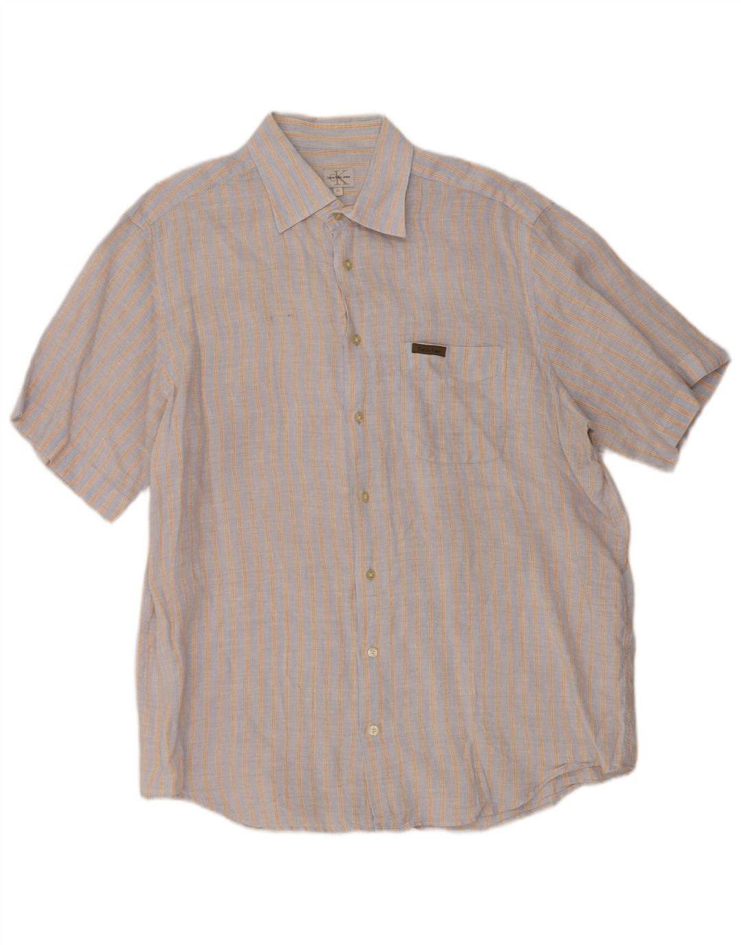 Camisa masculina de manga curta Calvin Klein Jeans XL cinza listrada
