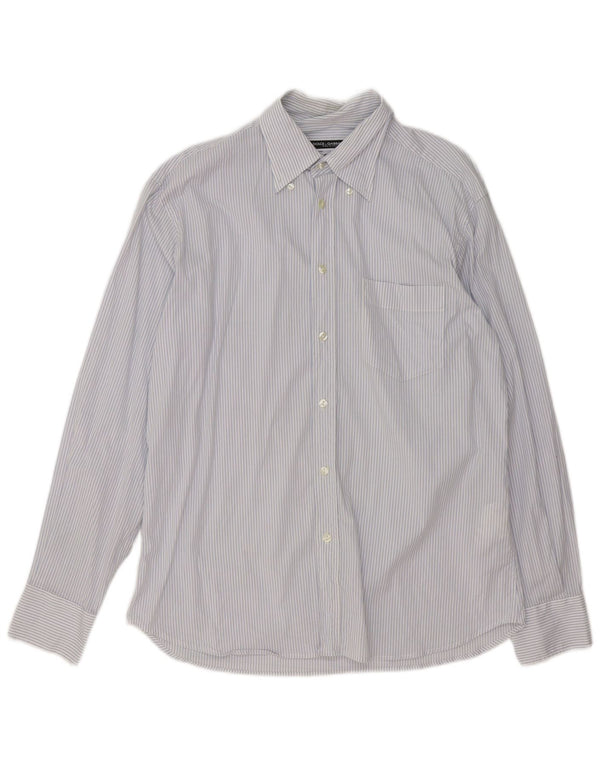 Camisa masculina Dolce & Gabbana grande algodão listrado azul