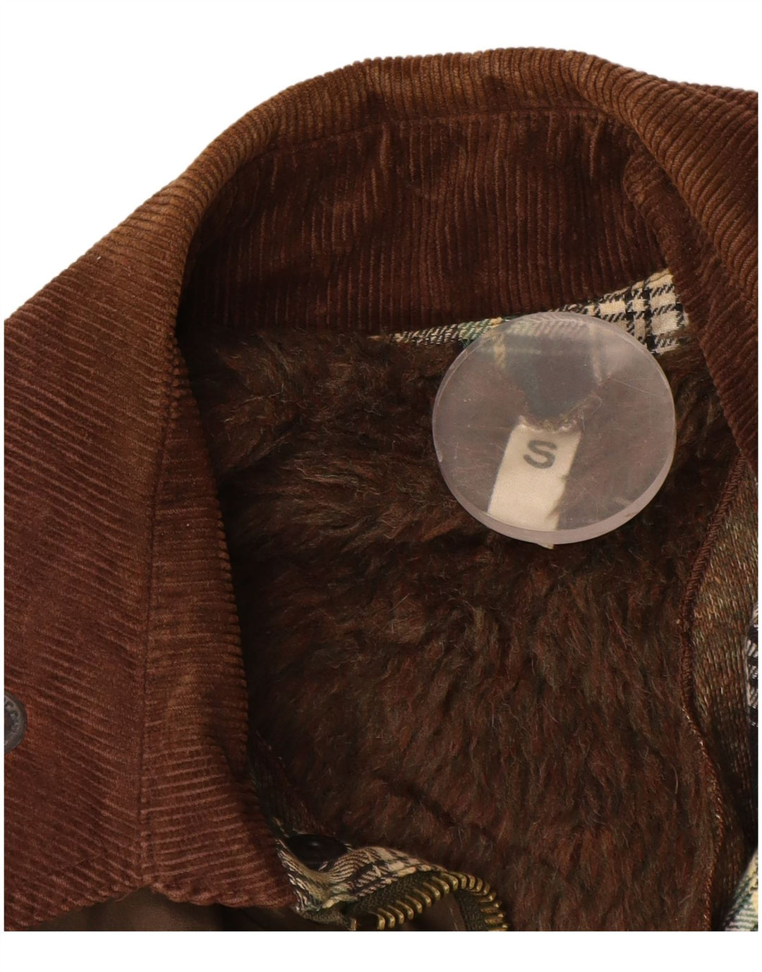 Revestimento de algodão encerado de ajuste fraco dos homens do vintage Poliéster cáqui pequeno Reino Unido 36