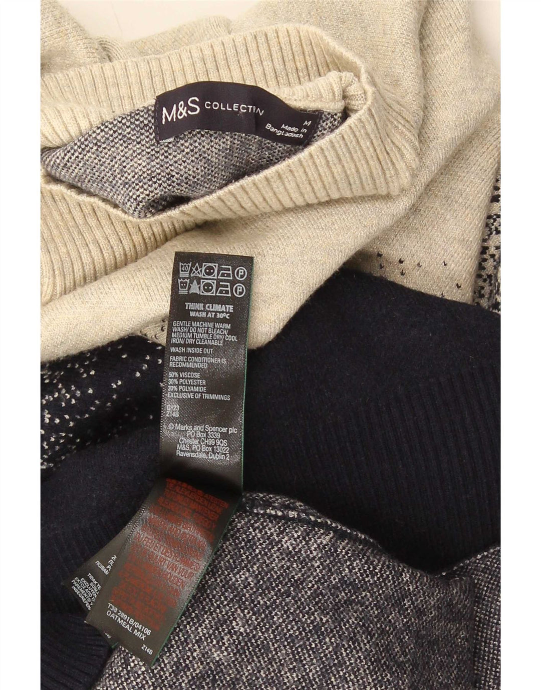 Suéter masculino Marks & Spencer com gola tartaruga Reino Unido 14 médio multicolorido