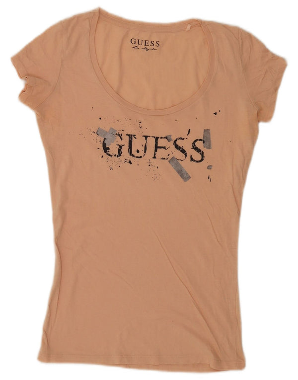 Camiseta feminina Guess com estampa gráfica UK 12 rosa médio