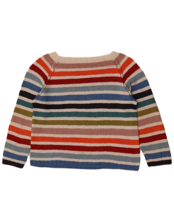 Suéter feminino vintage com gola canoa UK 14 listrado médio multicolorido