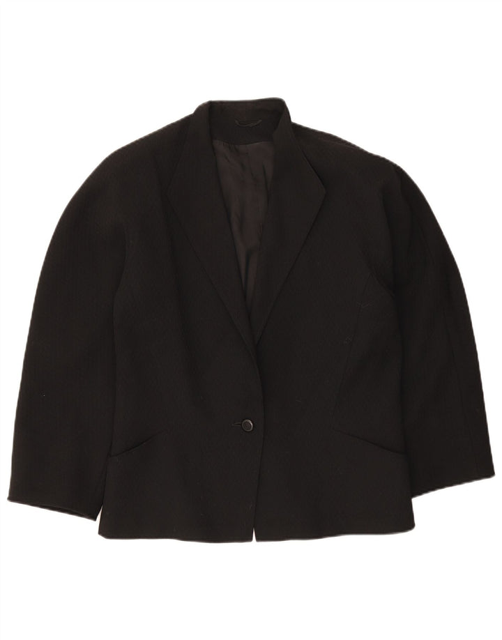 Jaqueta blazer feminina Max Mara com 1 botão Reino Unido 16 grande lã virgem preta