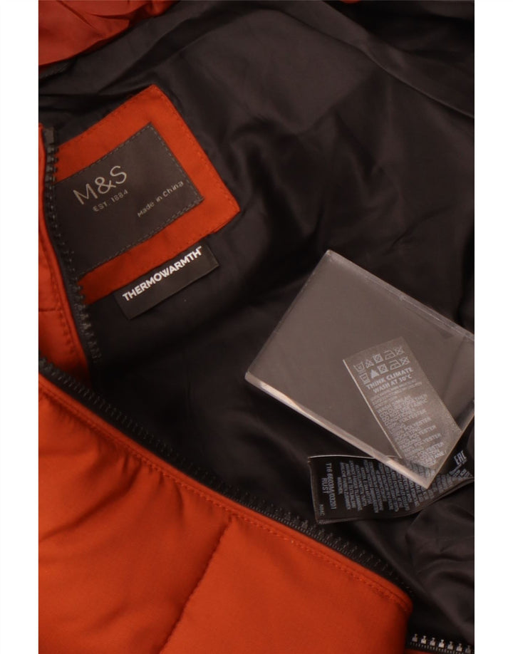 Jaqueta acolchoada masculina Marks & Spencer Reino Unido 42 XL poliéster marrom