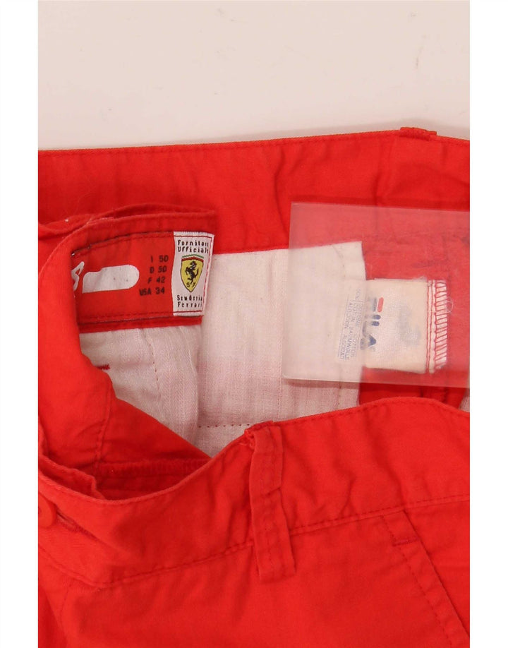 Fila Mens Ferrari Cargo Shorts IT 50 Grande W32 Algodão Vermelho
