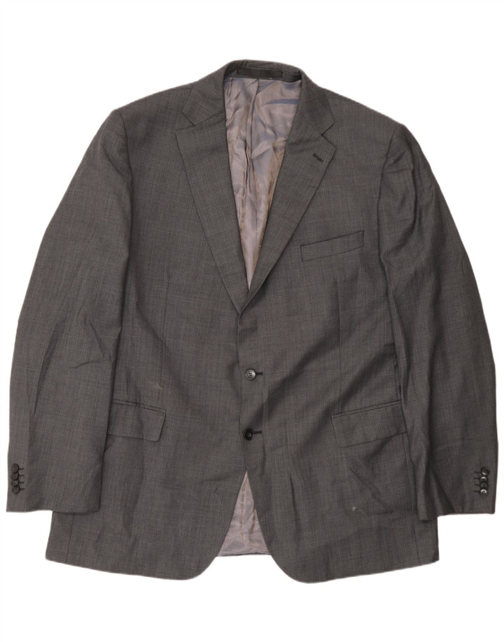 Jaqueta blazer masculina de 2 botões Marks & Spencer Reino Unido 46 XL lã cinza