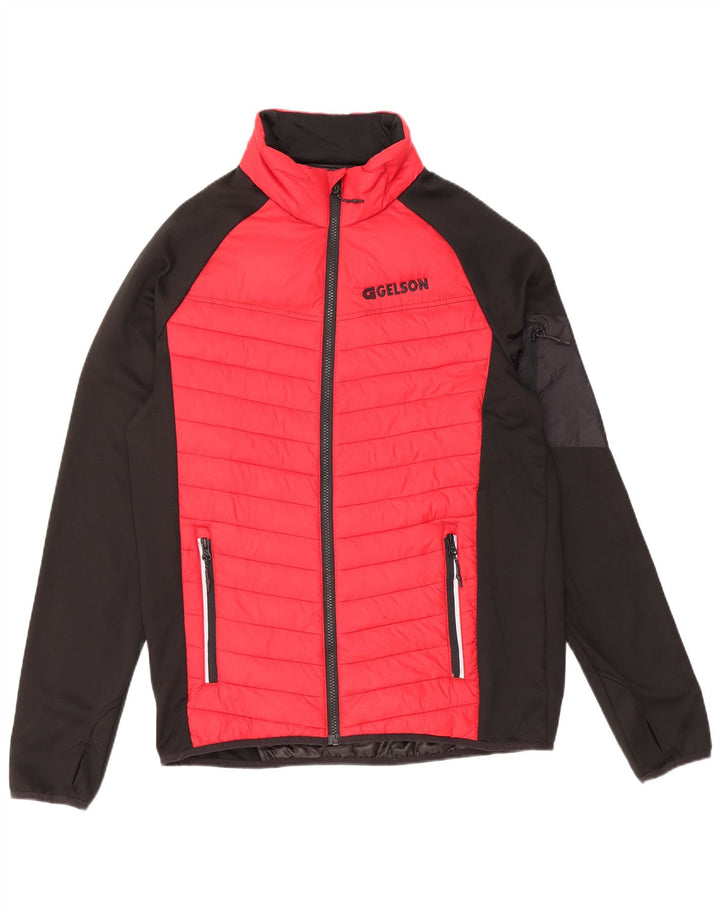 Jaqueta bomber masculina acolchoada com zíper Elevate UK 38 médio vermelho colorblock nylon