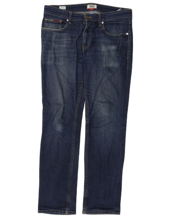 Jeans retos masculinos Tommy Hilfiger W34 L32 algodão azul