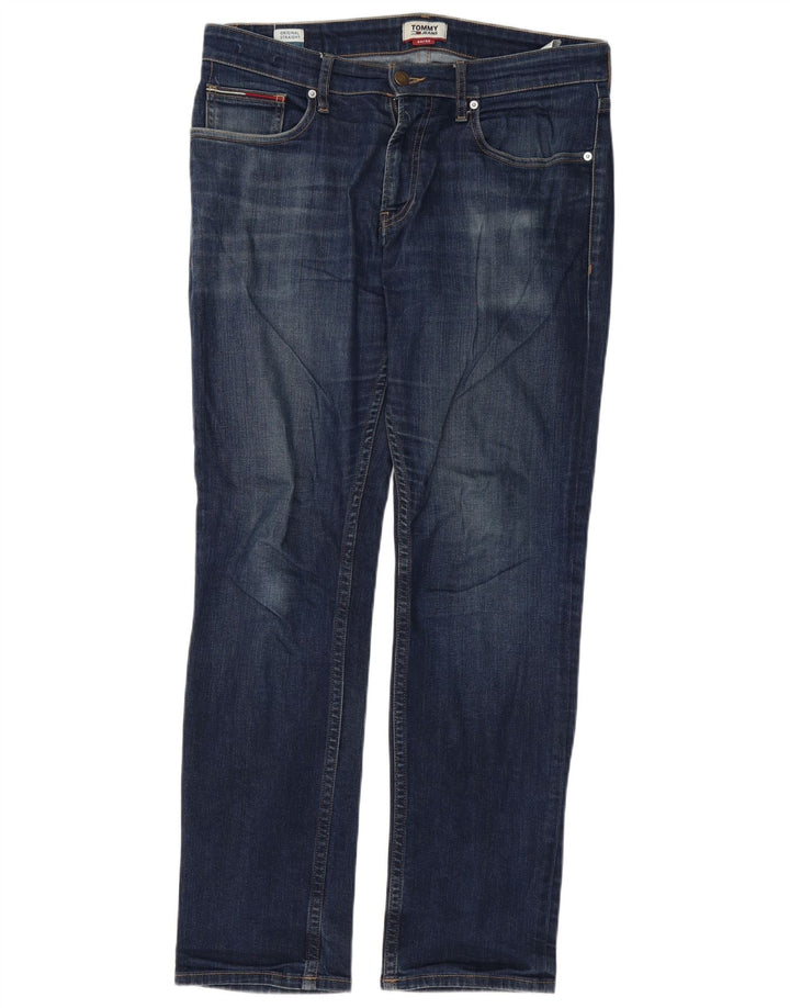 Jeans retos masculinos Tommy Hilfiger W34 L32 algodão azul