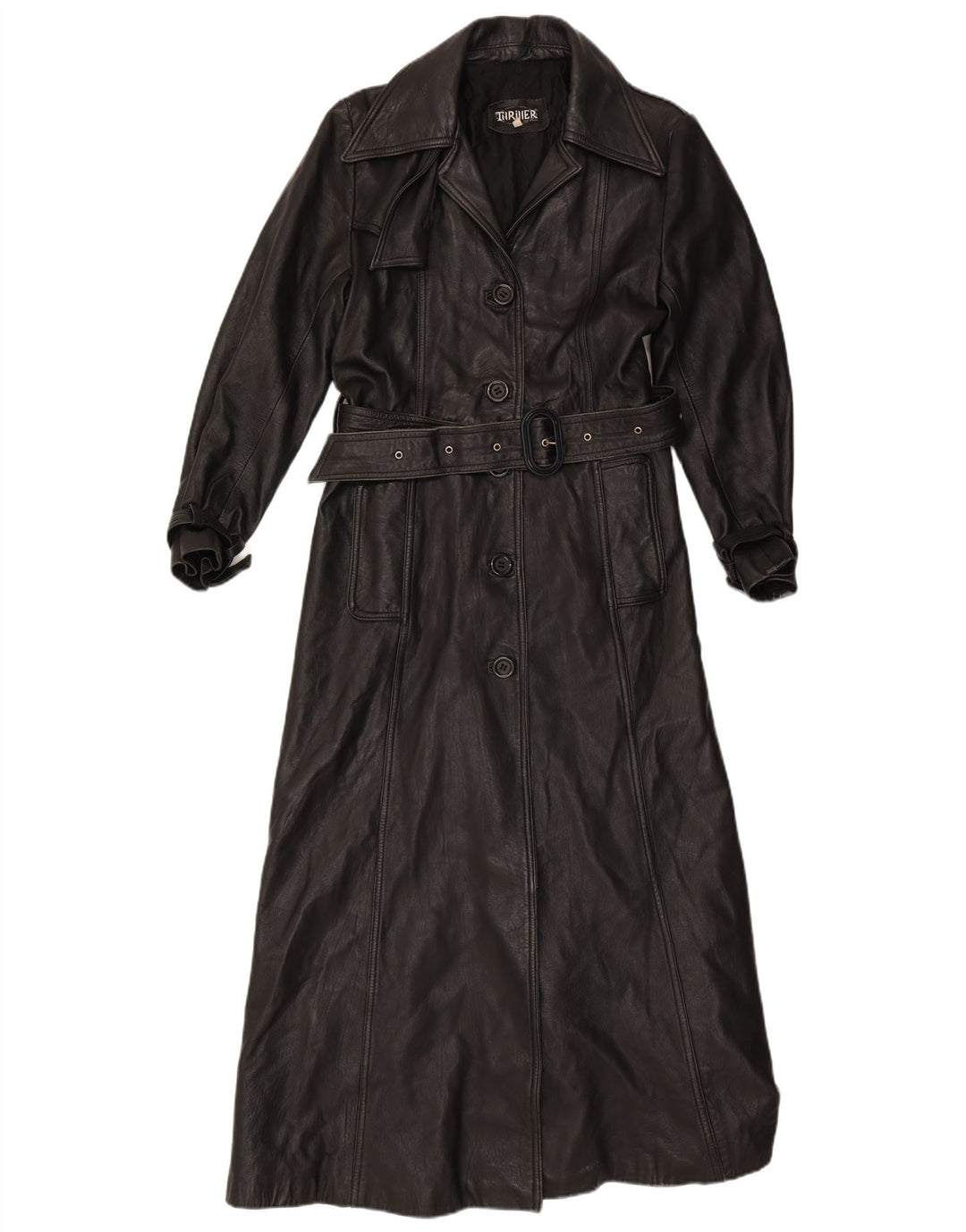 Casaco de couro feminino vintage UK 16 grande preto