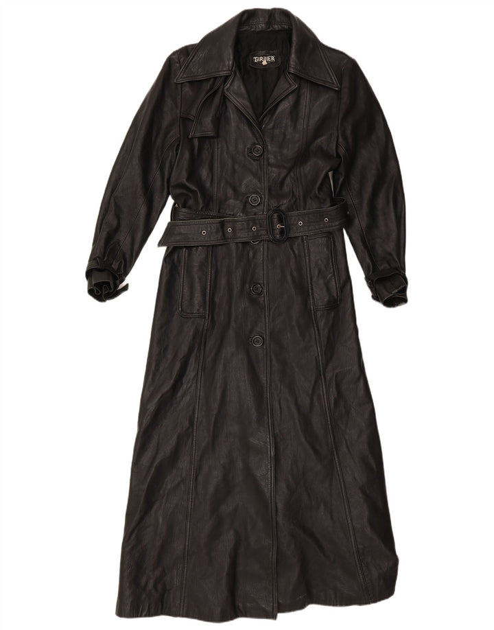 Casaco de couro feminino vintage UK 16 grande preto