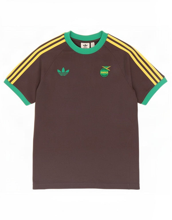 Camiseta masculina Adidas Jamaica Top cinza médio algodão colorblock