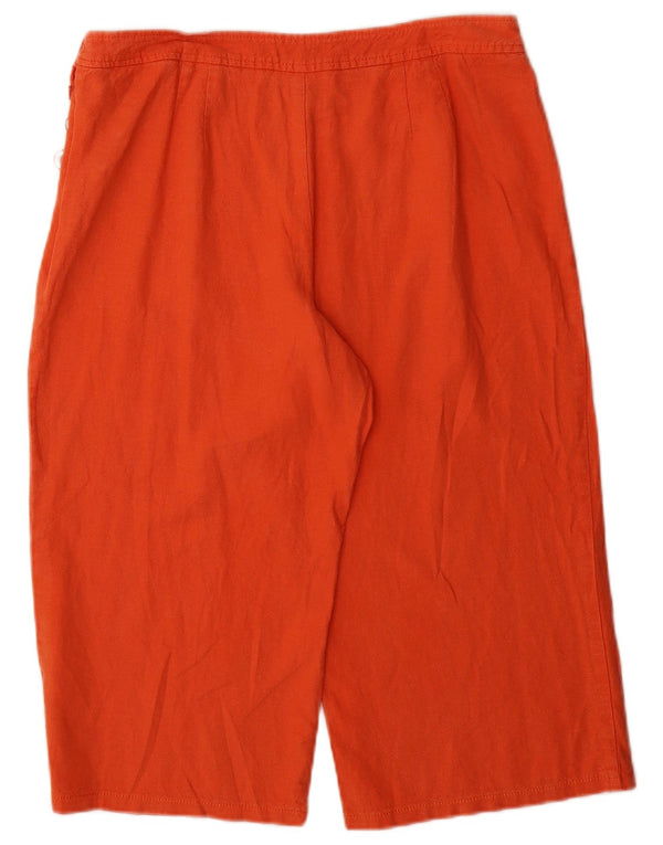 Calça capri feminina Marks & Spencer Reino Unido 14 grande W32 L20 laranja linho