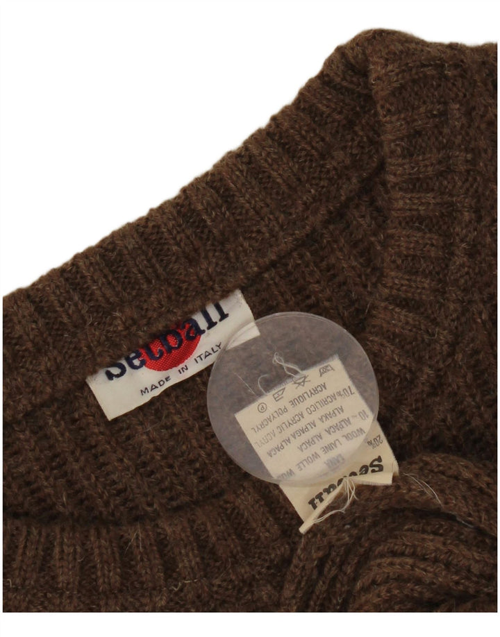 Suéter masculino Setball com gola redonda IT 50 bloco colorido marrom médio