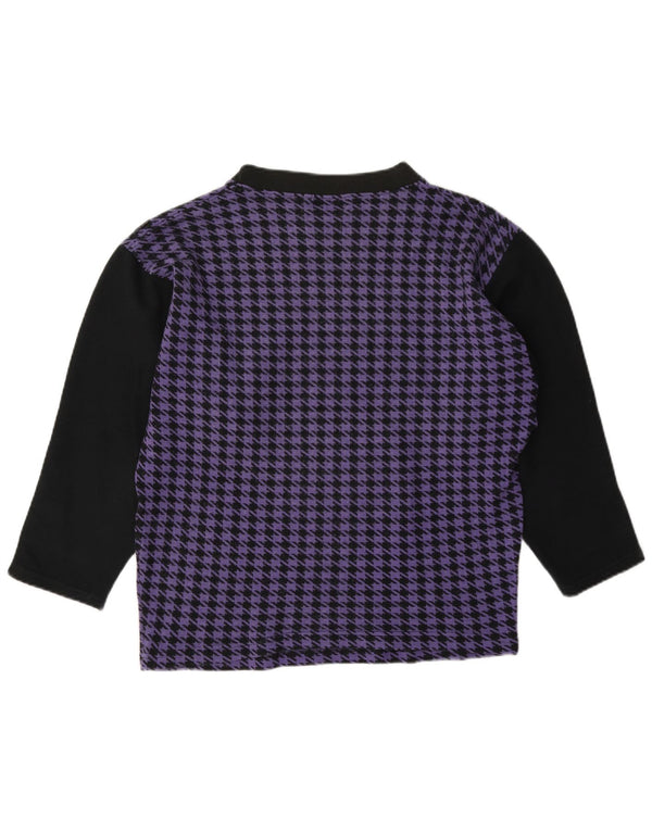 Top feminino Gymnasium manga comprida Reino Unido 14 houndstooth roxo médio