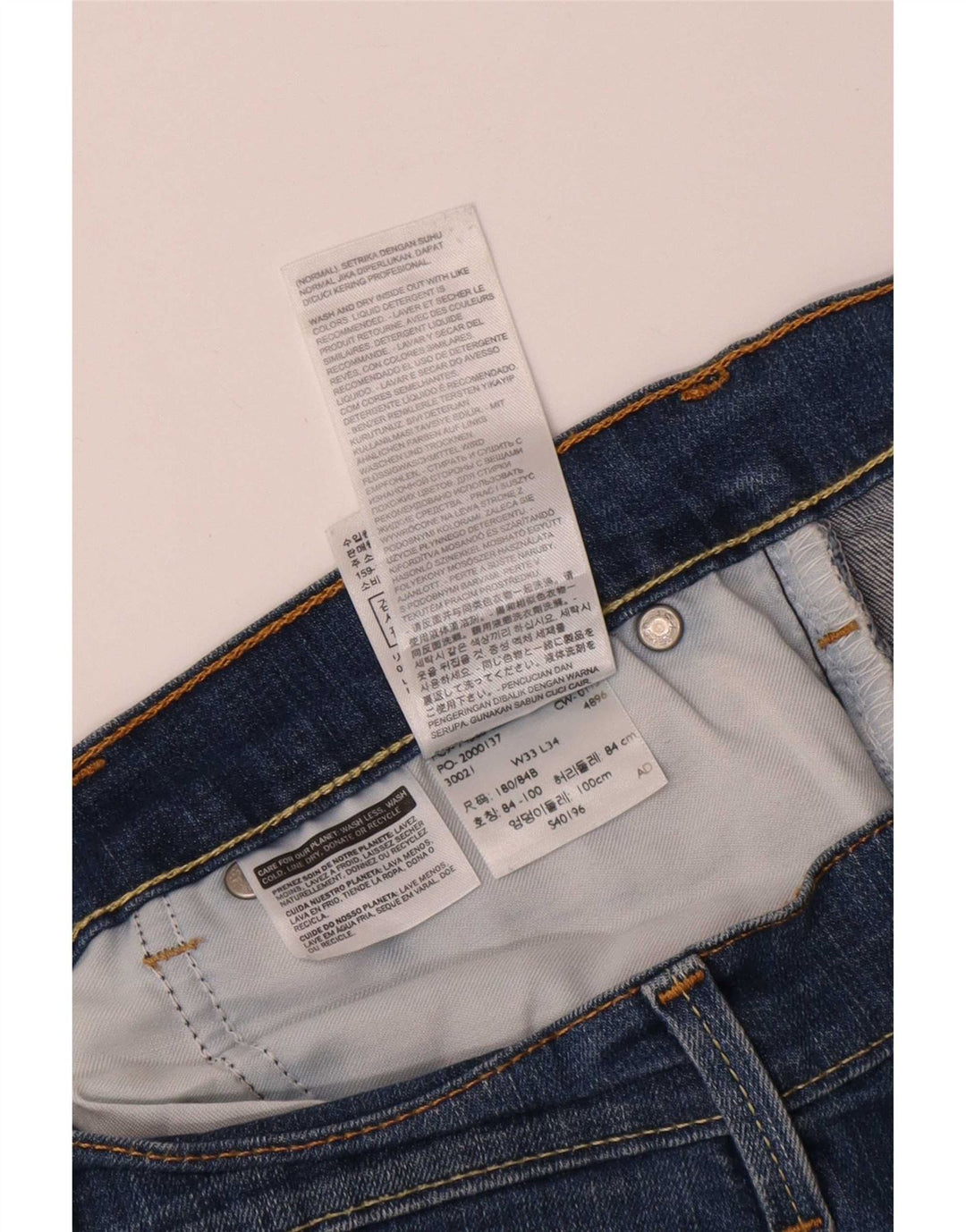 Calça jeans reta masculina Levi's W33 L30 azul algodão